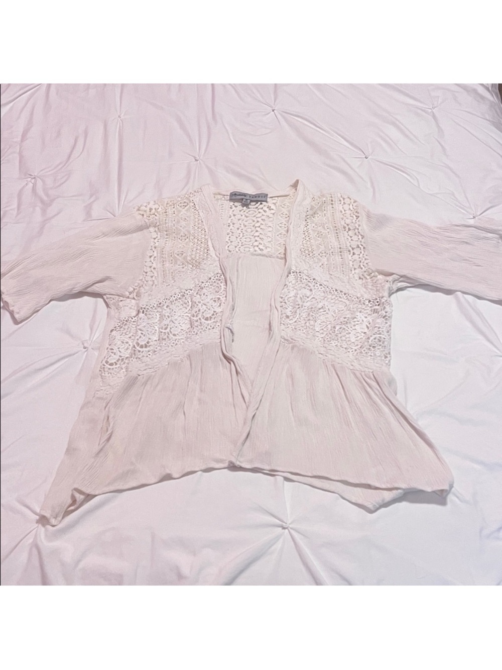 Absolutely Famous Cream Crochet Lace Cardigan